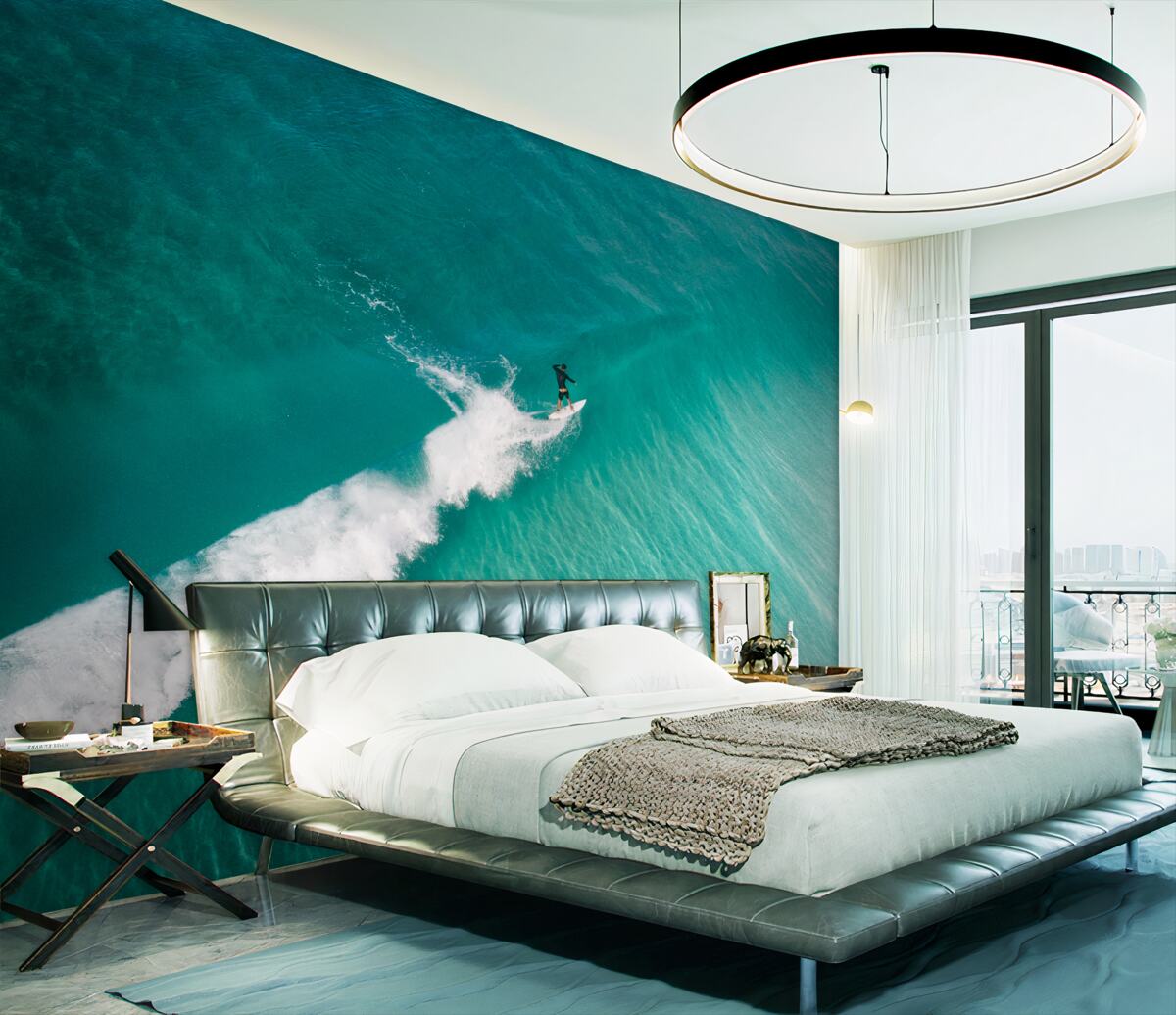 Fototapeta samotny surfer w oceanie