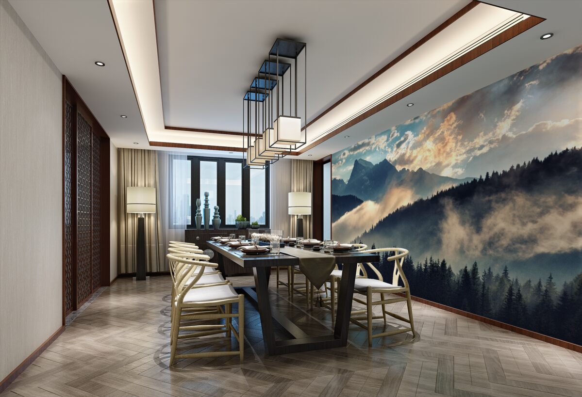 Fototapeta świt wśród wielkich gór