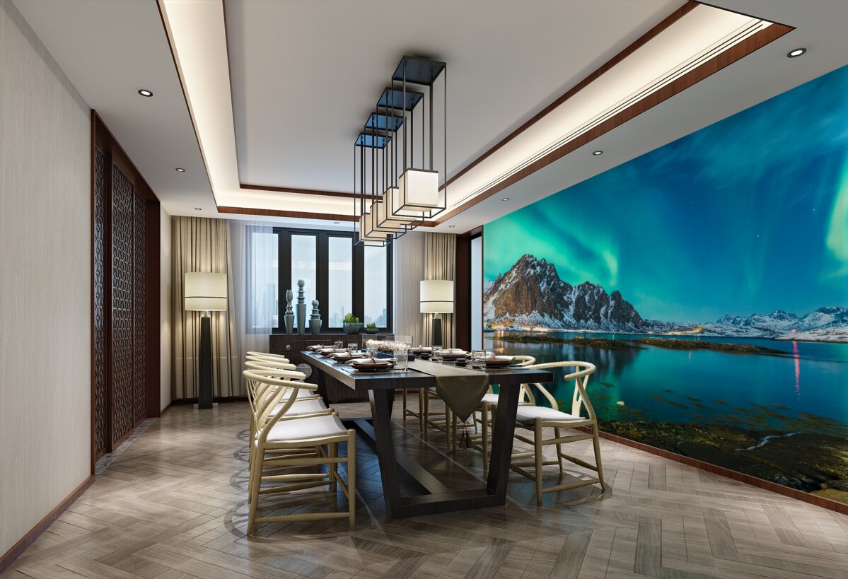 Fototapeta zorza polarna nad Mt