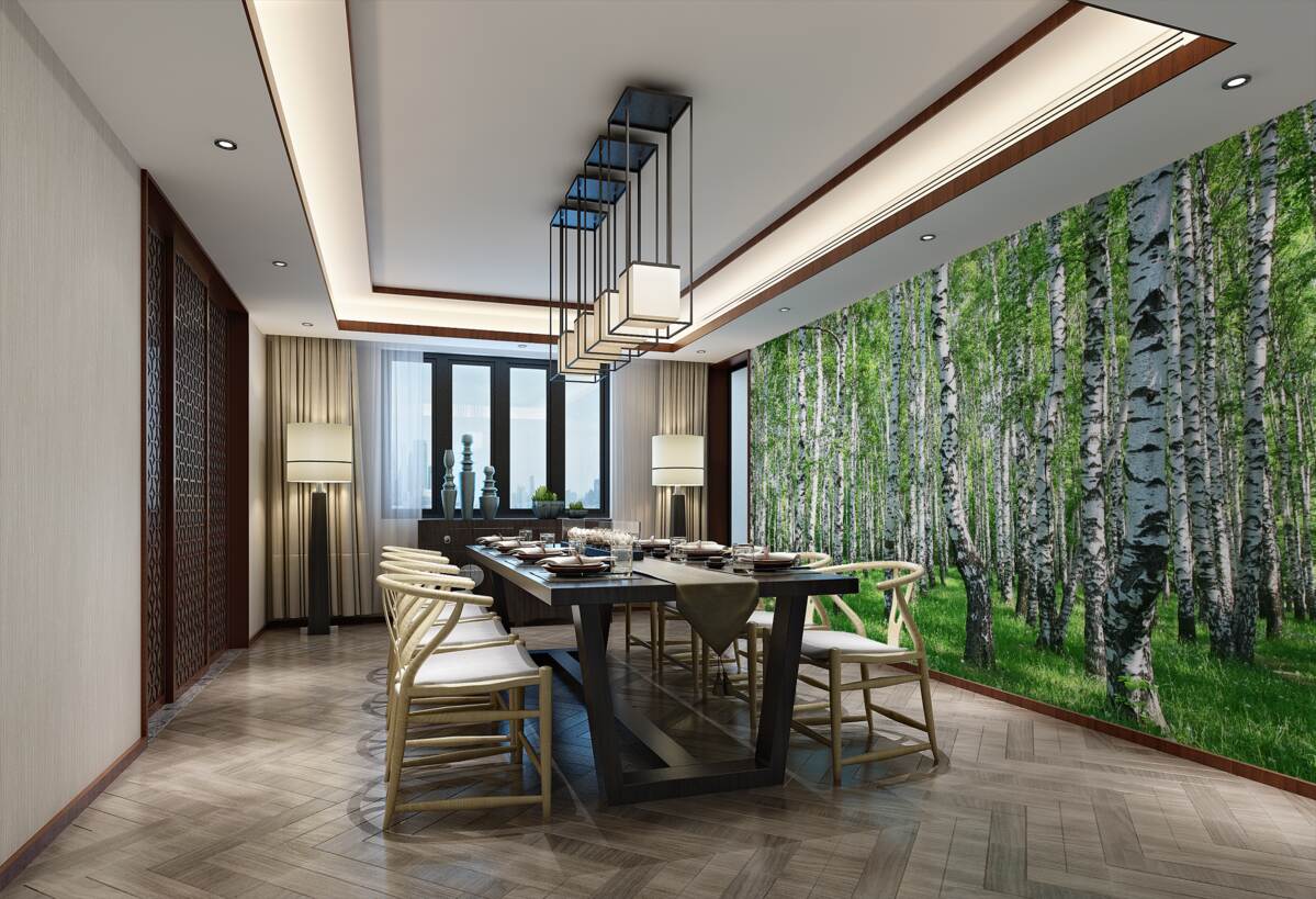 Fototapeta wiele brzoz w lesie