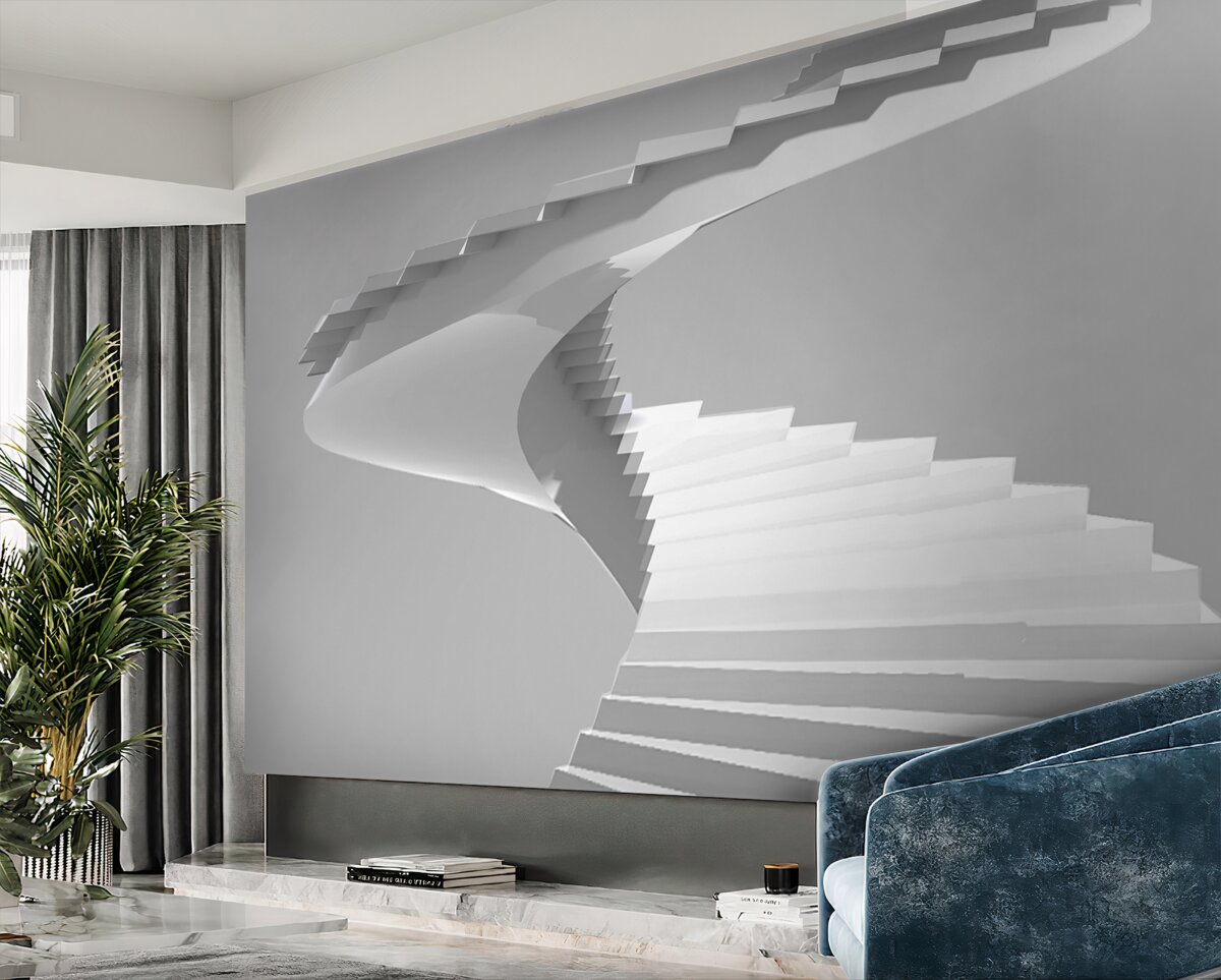 Fototapeta białe kręcone schody