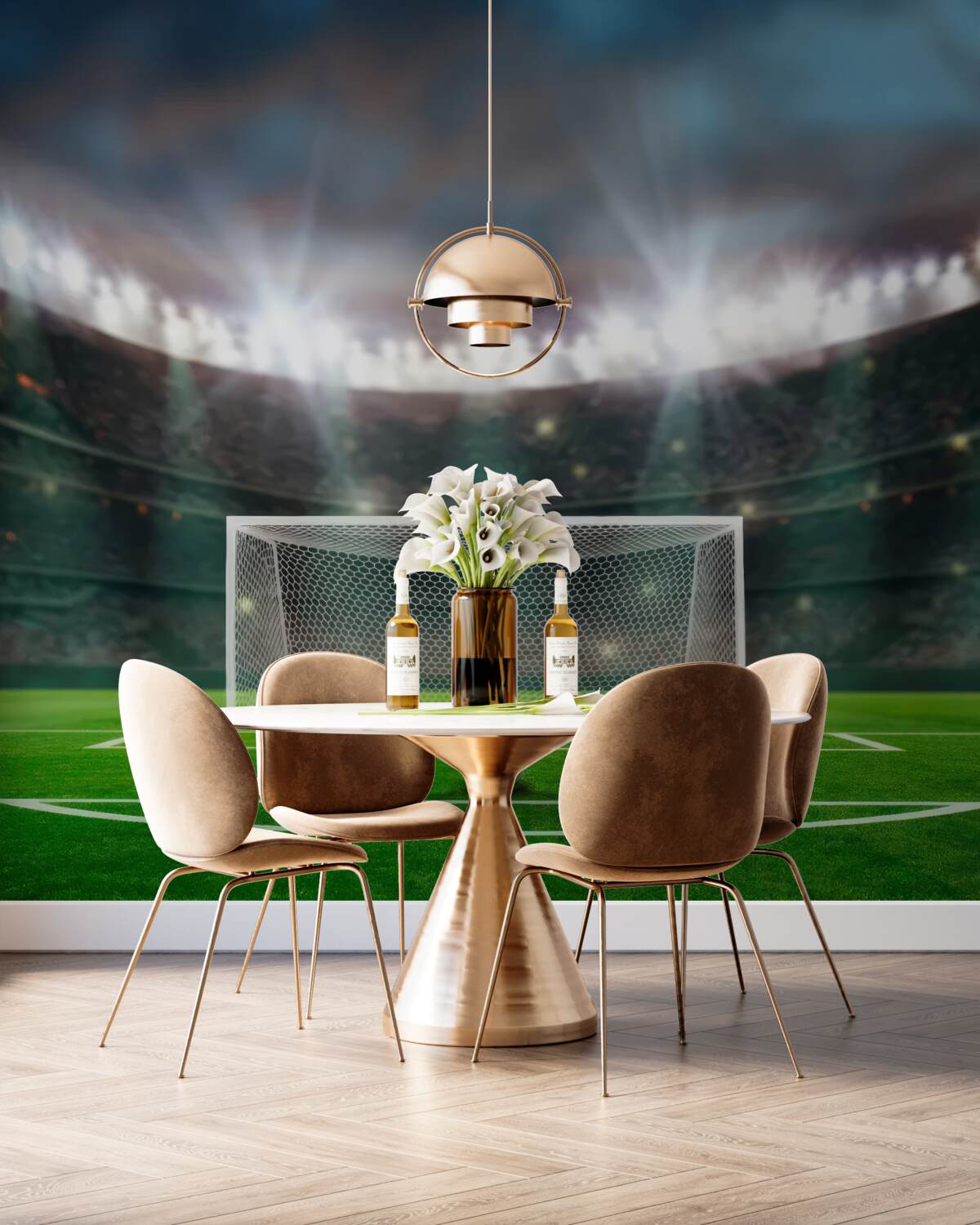 Fototapeta Piłka jest blisko bramki na boisku