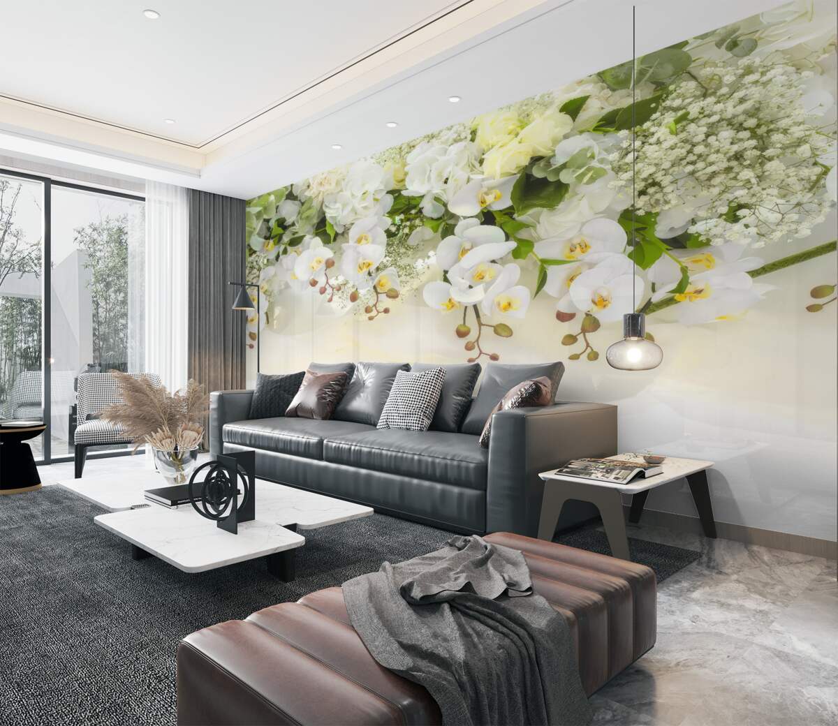 Fototapeta Wiszące białe orchidee