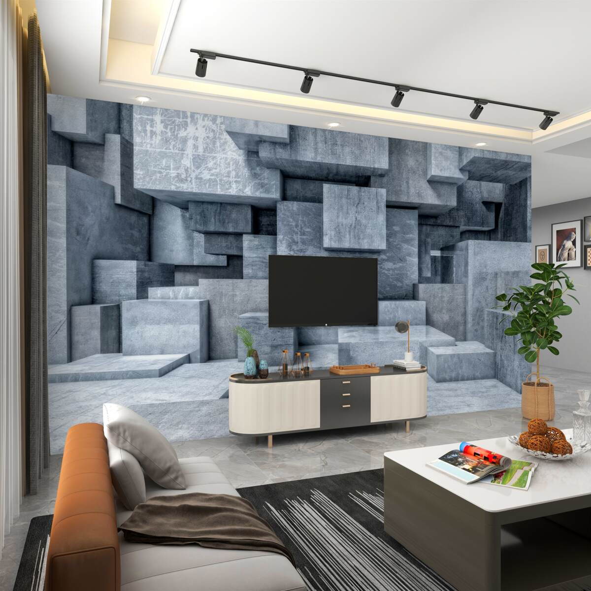 Fototapeta Wolumetryczne szare kostki