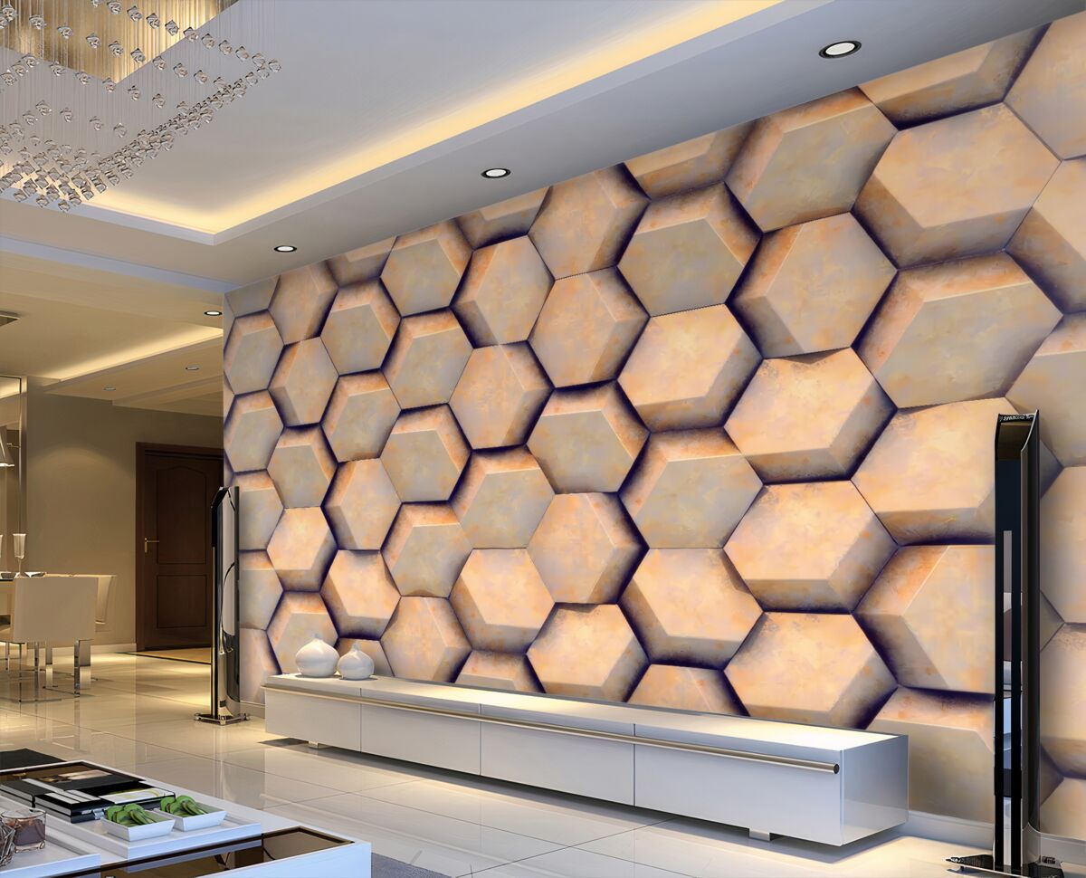 Fototapeta Wolumetryczne brązowe sześciokąty