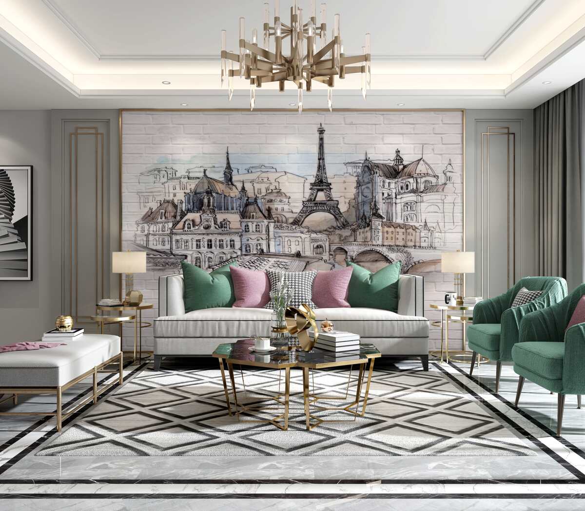 Fototapeta Paryż namalowany na ceglanym murze