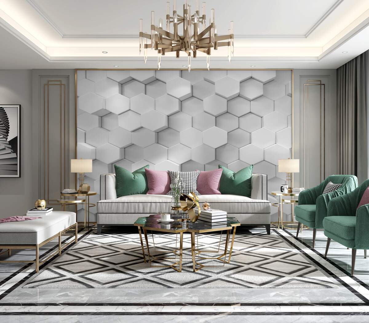 Fototapeta Mnóstwo białych sześciokątów