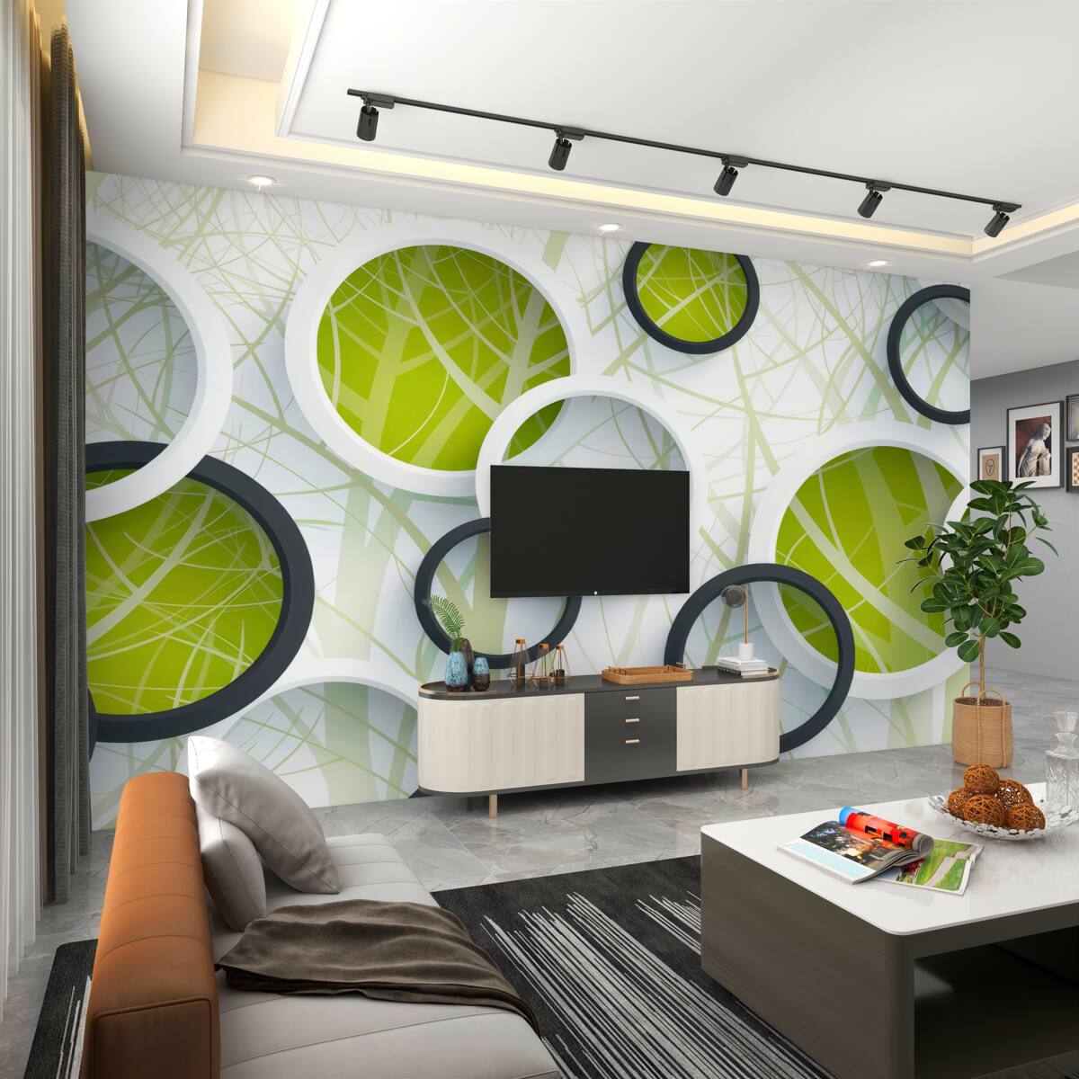 Fototapeta Tło białych i czarnych okręgów wolumetrycznych