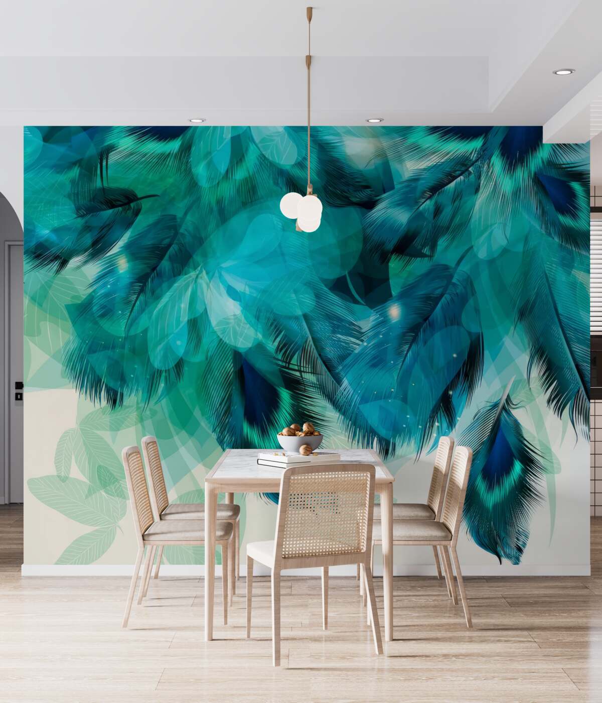 Fototapeta Zielone i niebieskie pawie pióra