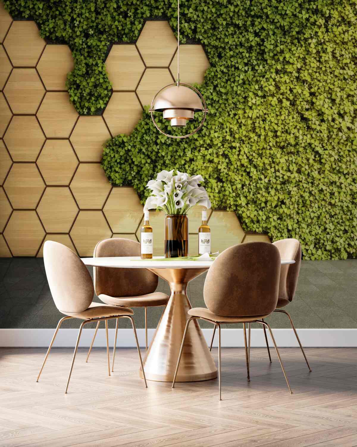 Fototapeta Bluszcz rósł na brązowej ścianie