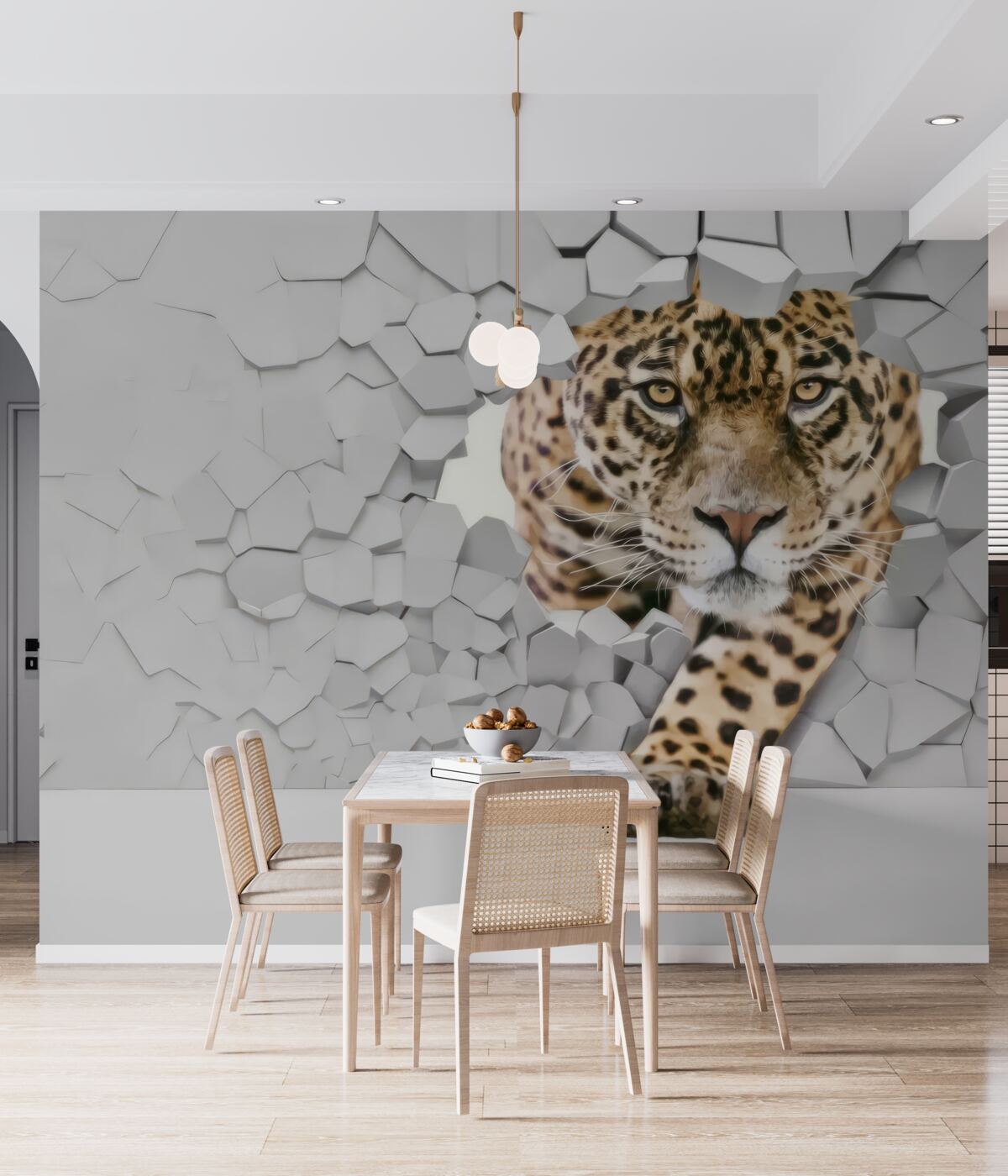 Fototapeta Lampart wypełza z białej ściany