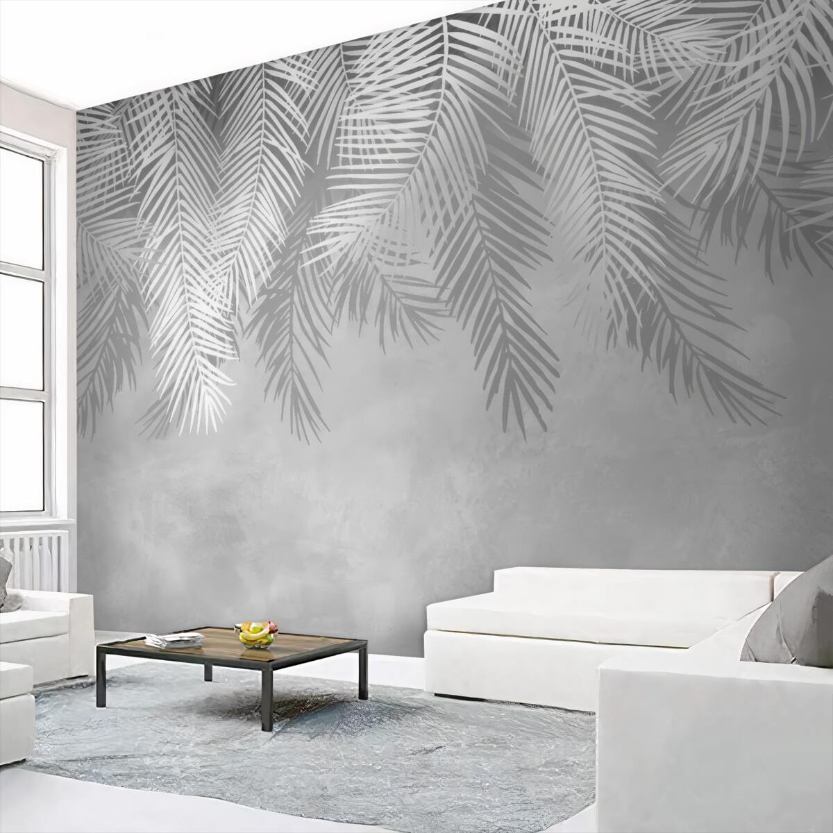 Fototapeta Duże białe liście paproci