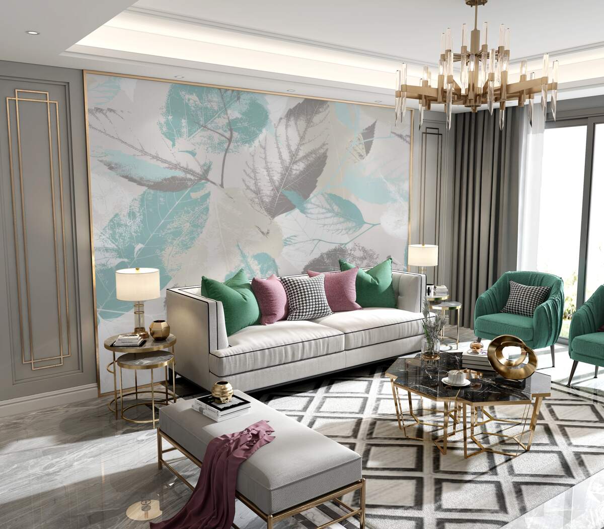 Fototapeta Lekko narysowane liście