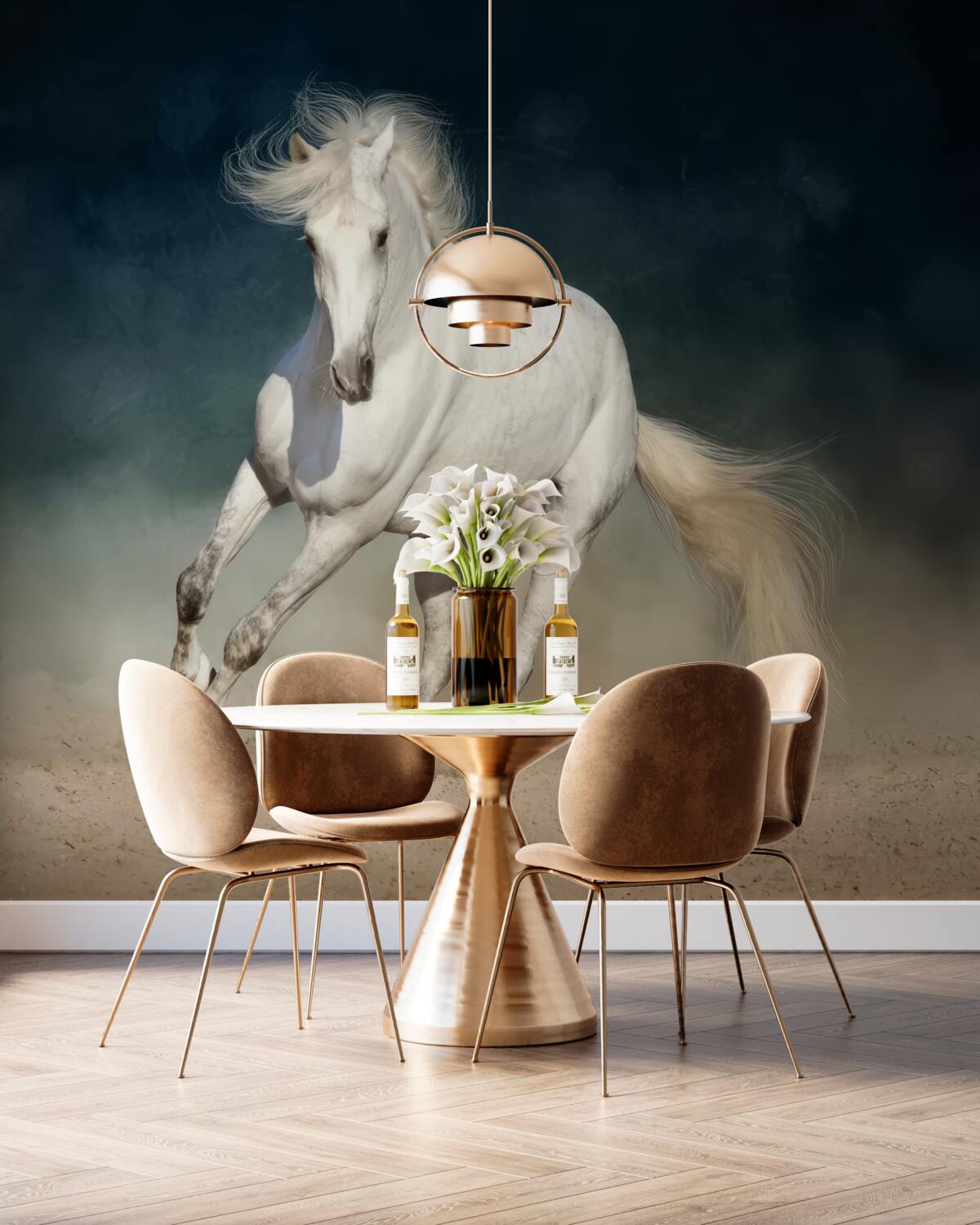 Fototapeta Bieg białego konia