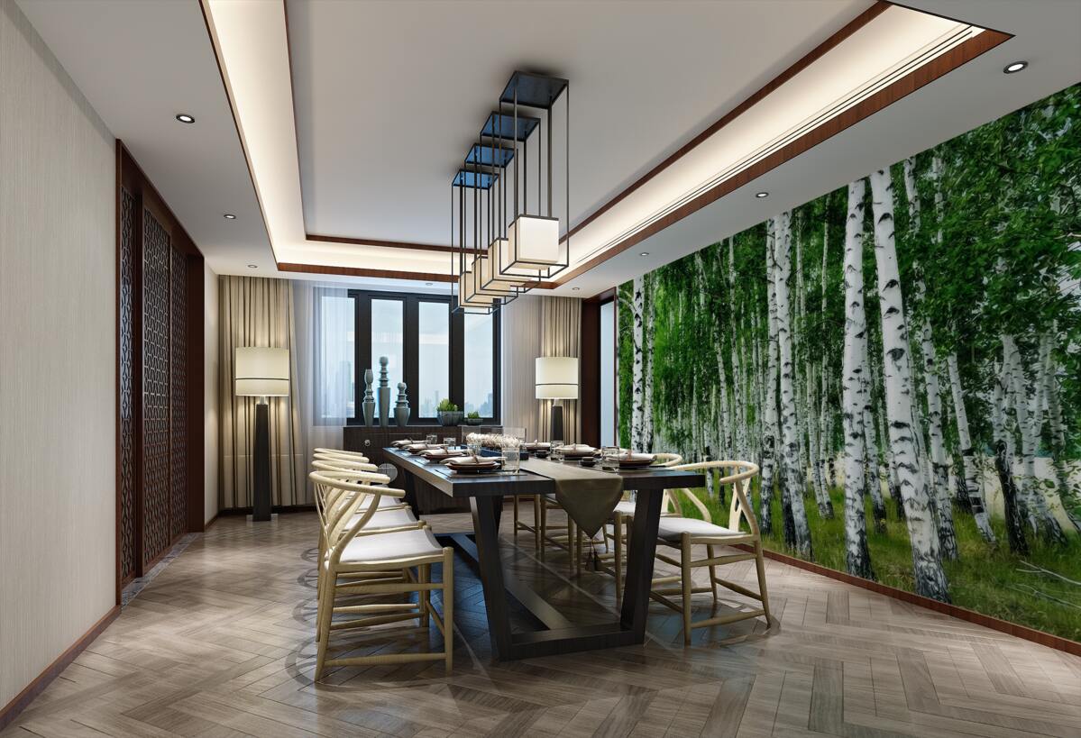 Fototapeta Gęsty las brzozowy