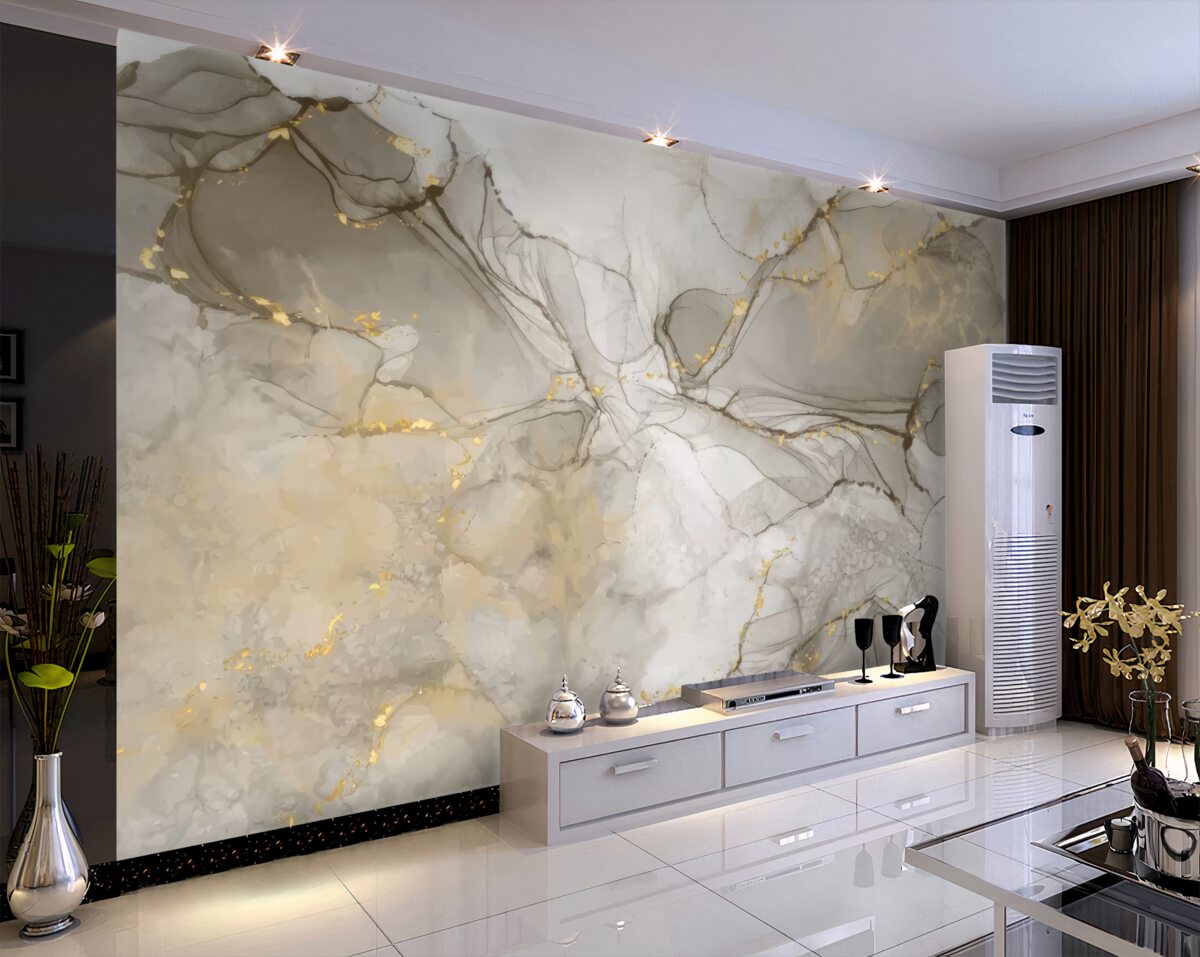 Fototapeta Biel i szarość ze złotym marmurem