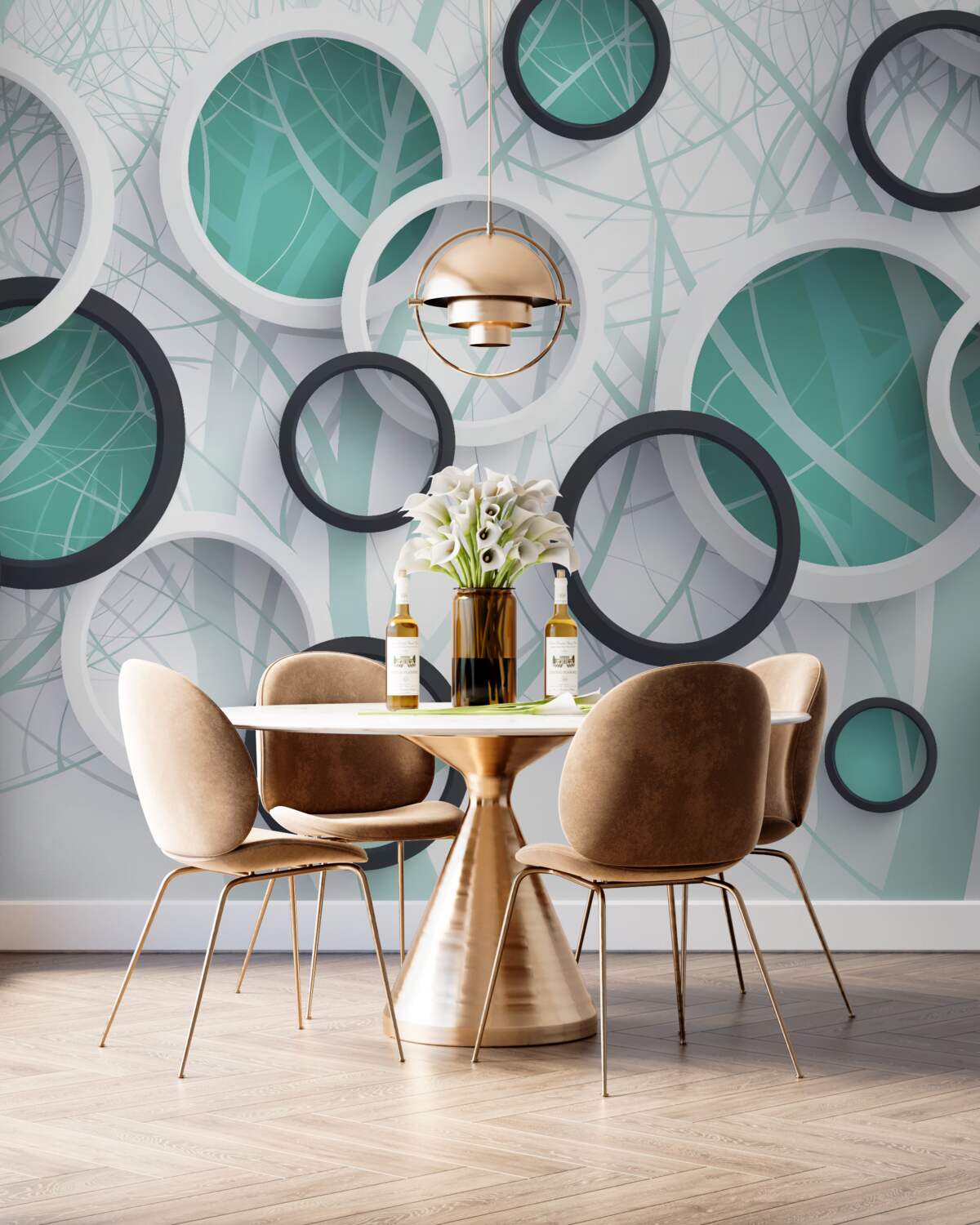 Fototapeta Czarno-białe koła wolumetryczne