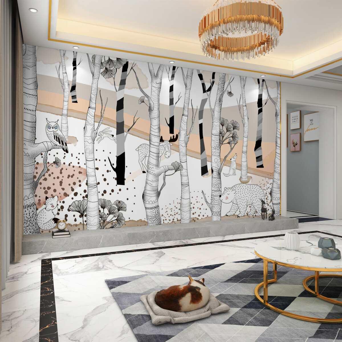 Fototapeta Zwierzęta malowane wśród drzew