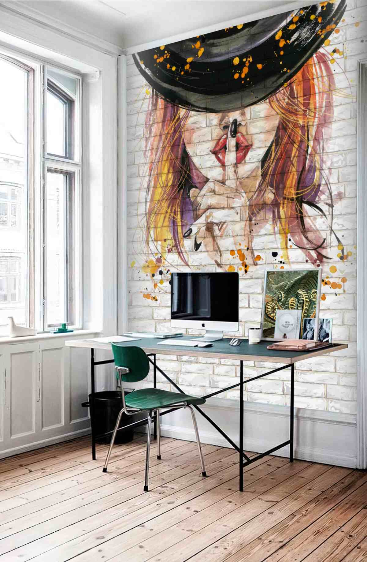 Fototapeta Dziewczyna w kapeluszu kładzie palec na ustach