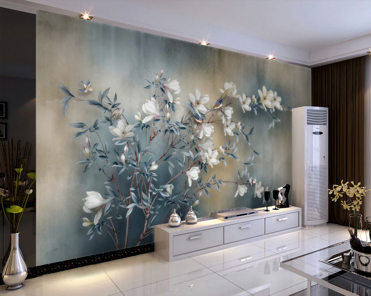 Fototapeta Gałąź z białymi kwiatami