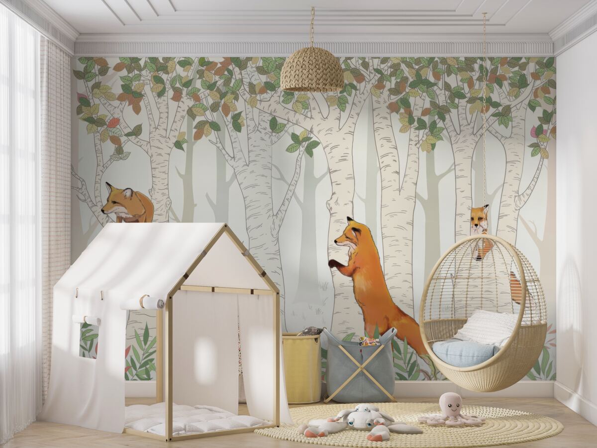 Fototapeta Lisy na drzewach