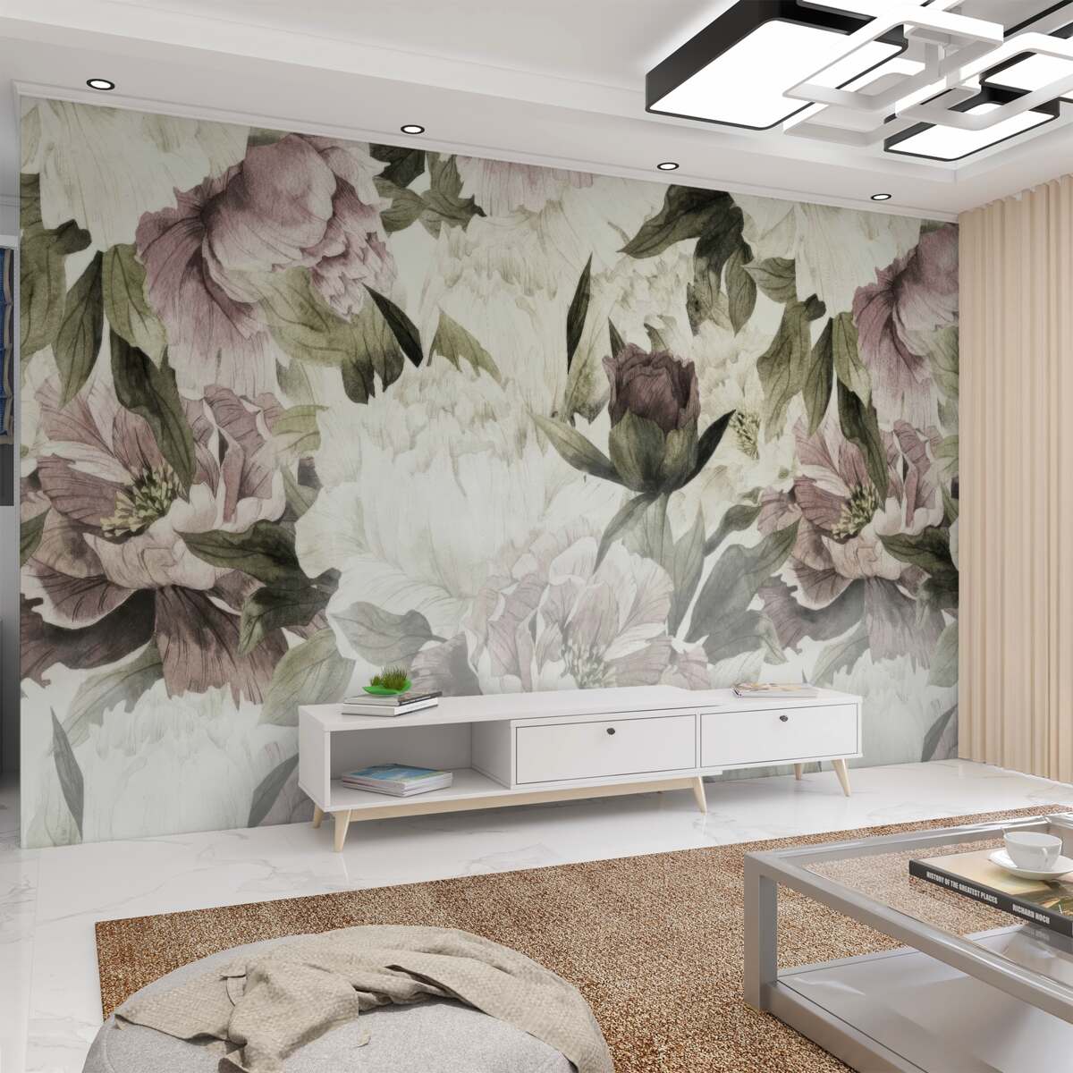 Fototapeta Narysowano różne duże kwiaty