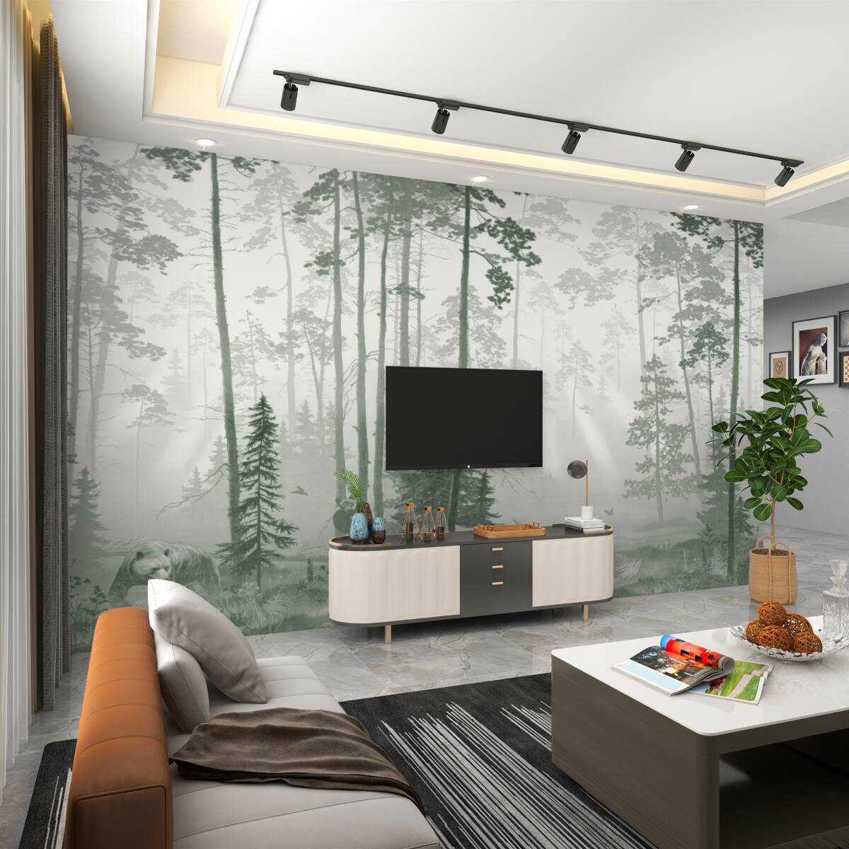 Fototapeta Niedźwiedzie w mglistym lesie