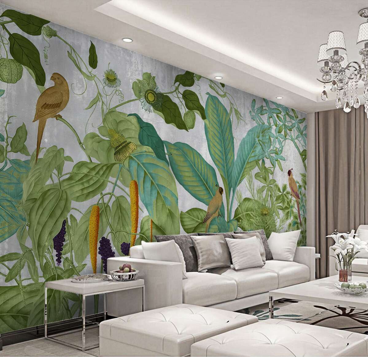 Fototapeta Papugi wśród zielonych liści