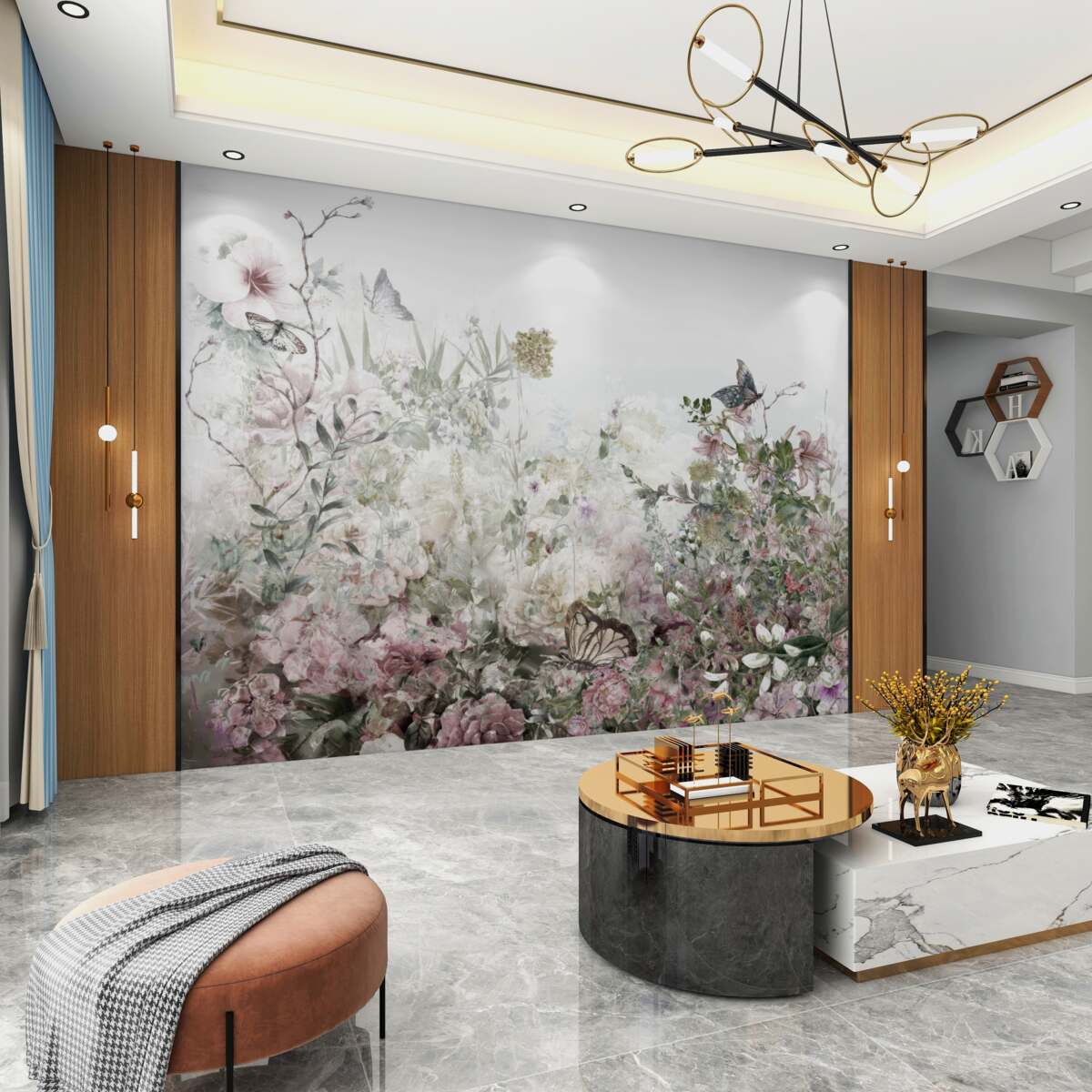 Fototapeta Motyle na różnych roślinach