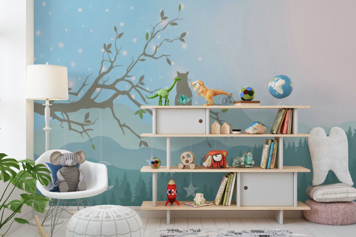 Fototapeta Samotny kot siedzi na drzewie