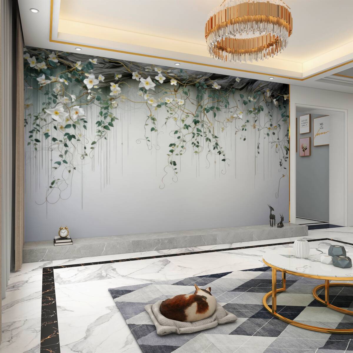 Fototapeta Gałęzie z białymi kwiatami