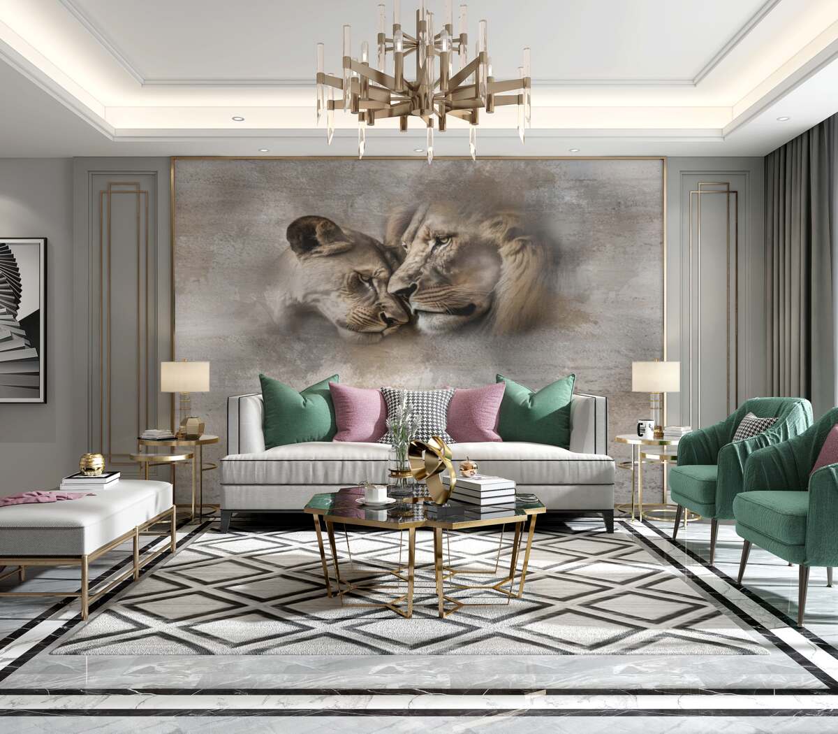 Fototapeta Para lwicy i lwa