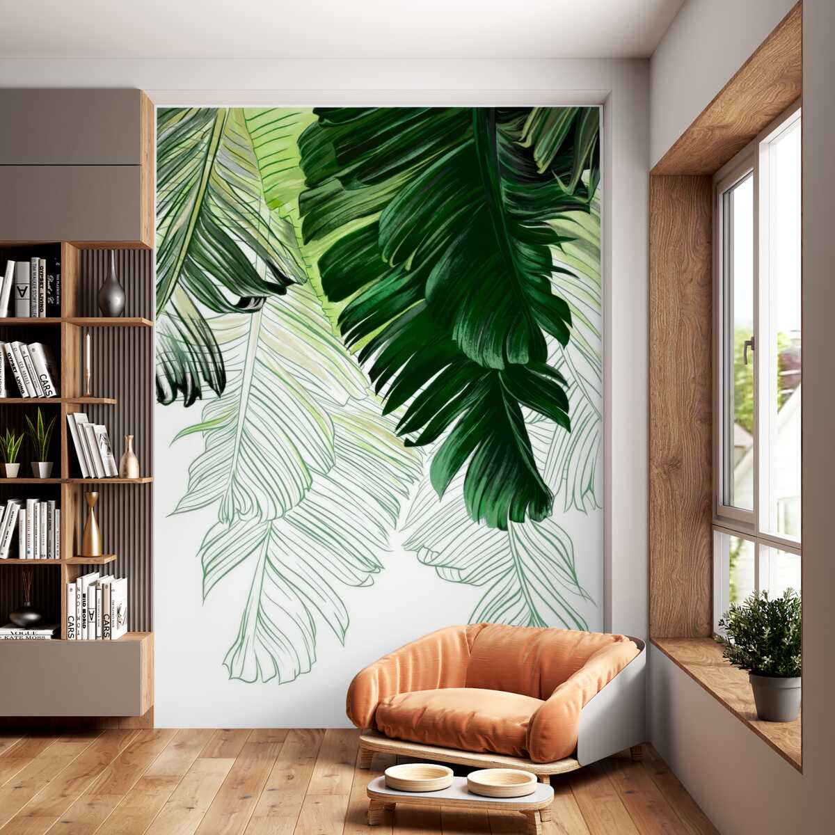 Fototapeta Duże liście paproci w zielonych kwiatach