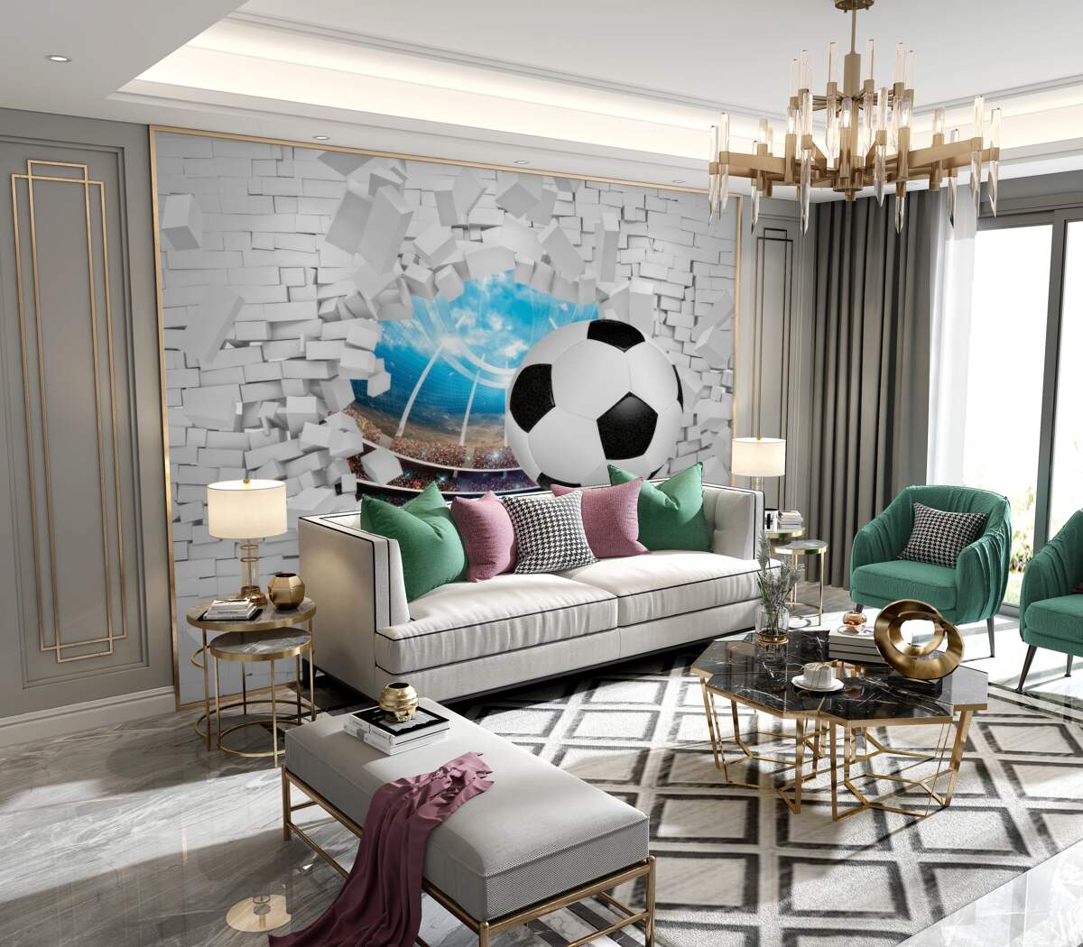 Fototapeta Boisko do piłki nożnej i piłki nożnej