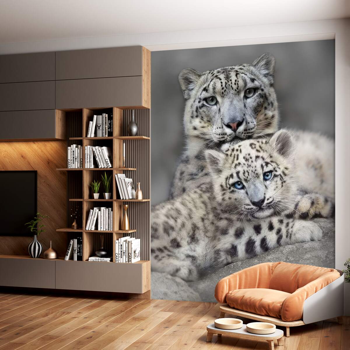 Fototapeta Matka i młode lamparta