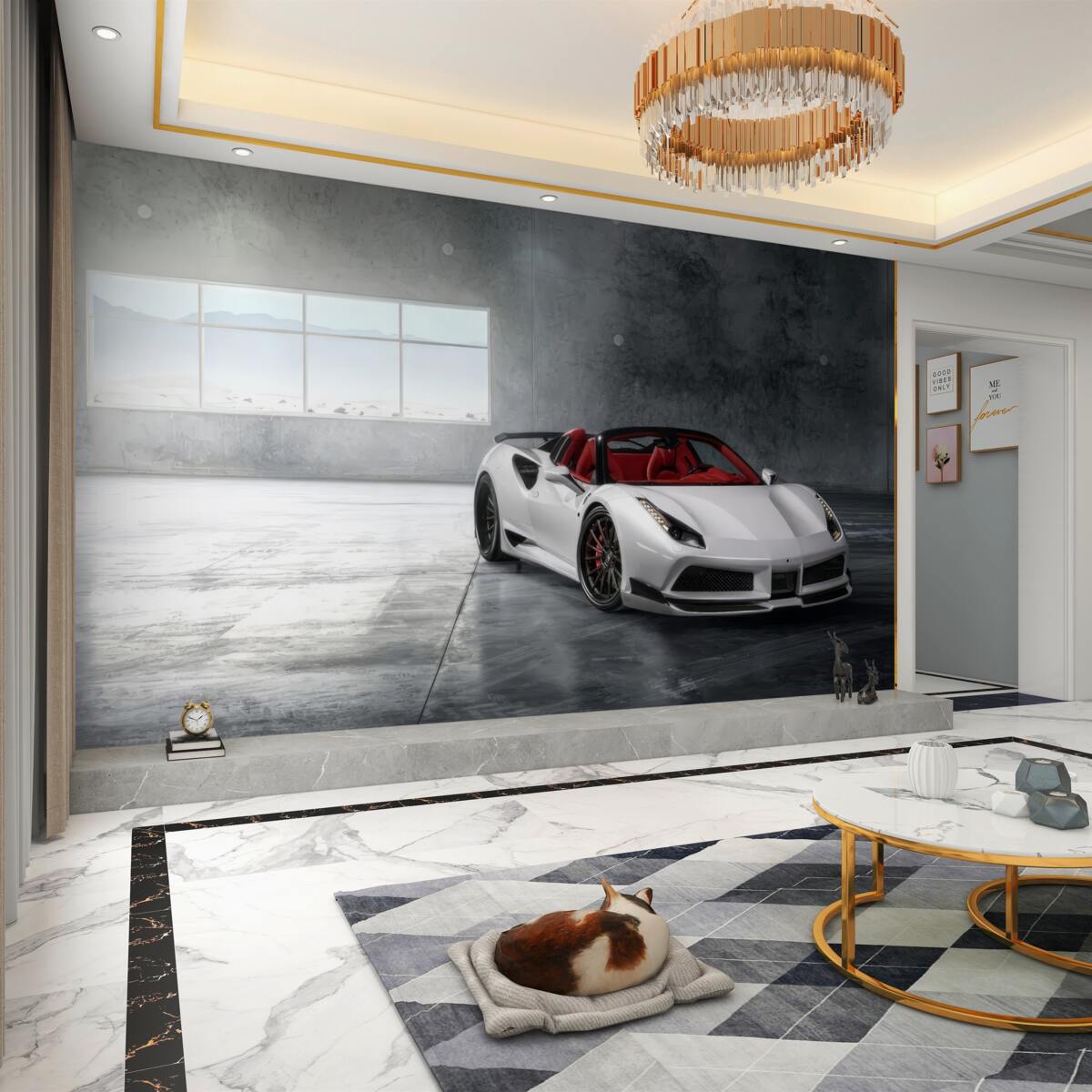 Fototapeta Biały sportowy kabriolet