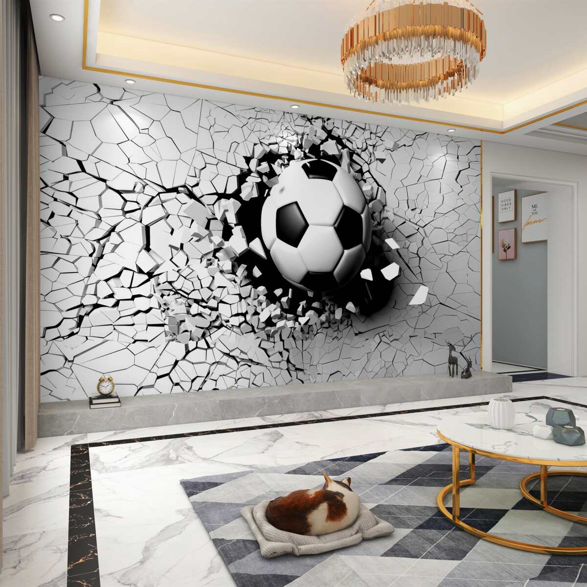 Fototapeta Piłka nożna rozbija ścianę