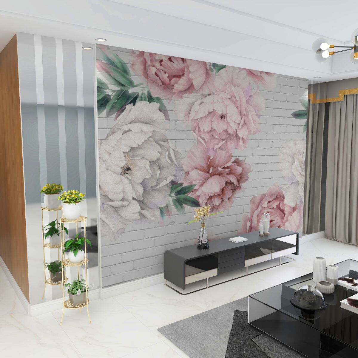 Fototapeta Białe i różowe piwonie