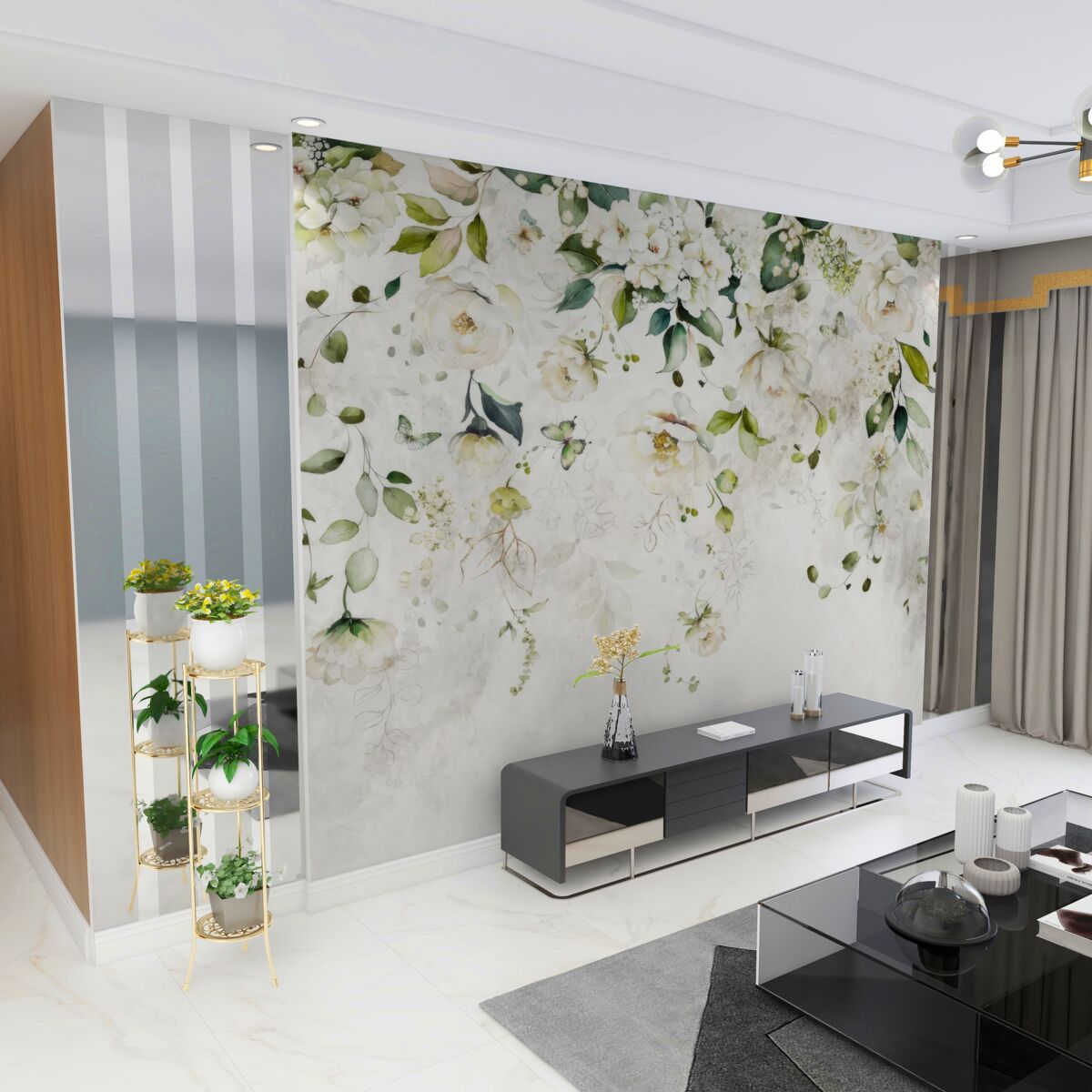 Fototapeta Wiszące gałęzie z białymi kwiatami