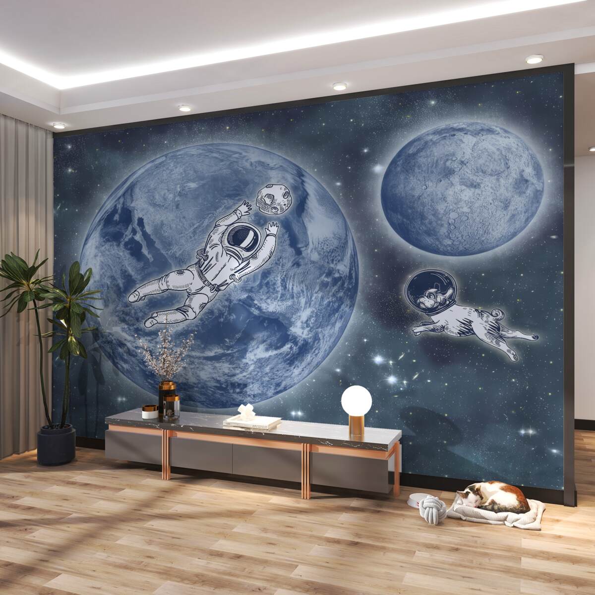 Fototapeta Astronauta z psem w kosmosie