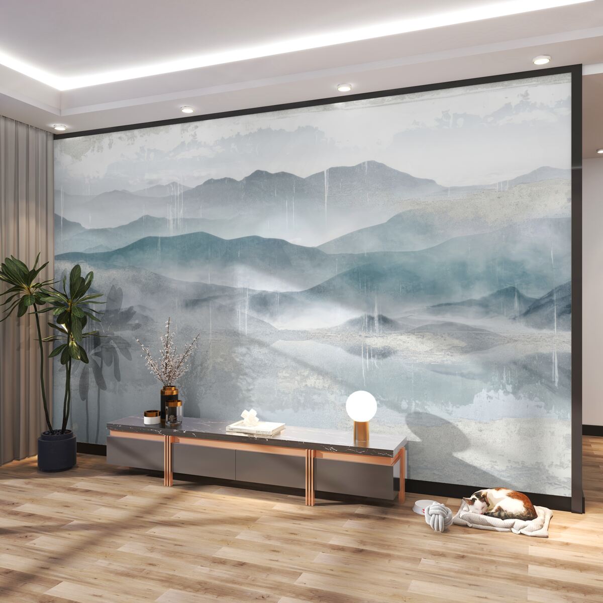 Fototapeta Rozmyte sylwetki gór