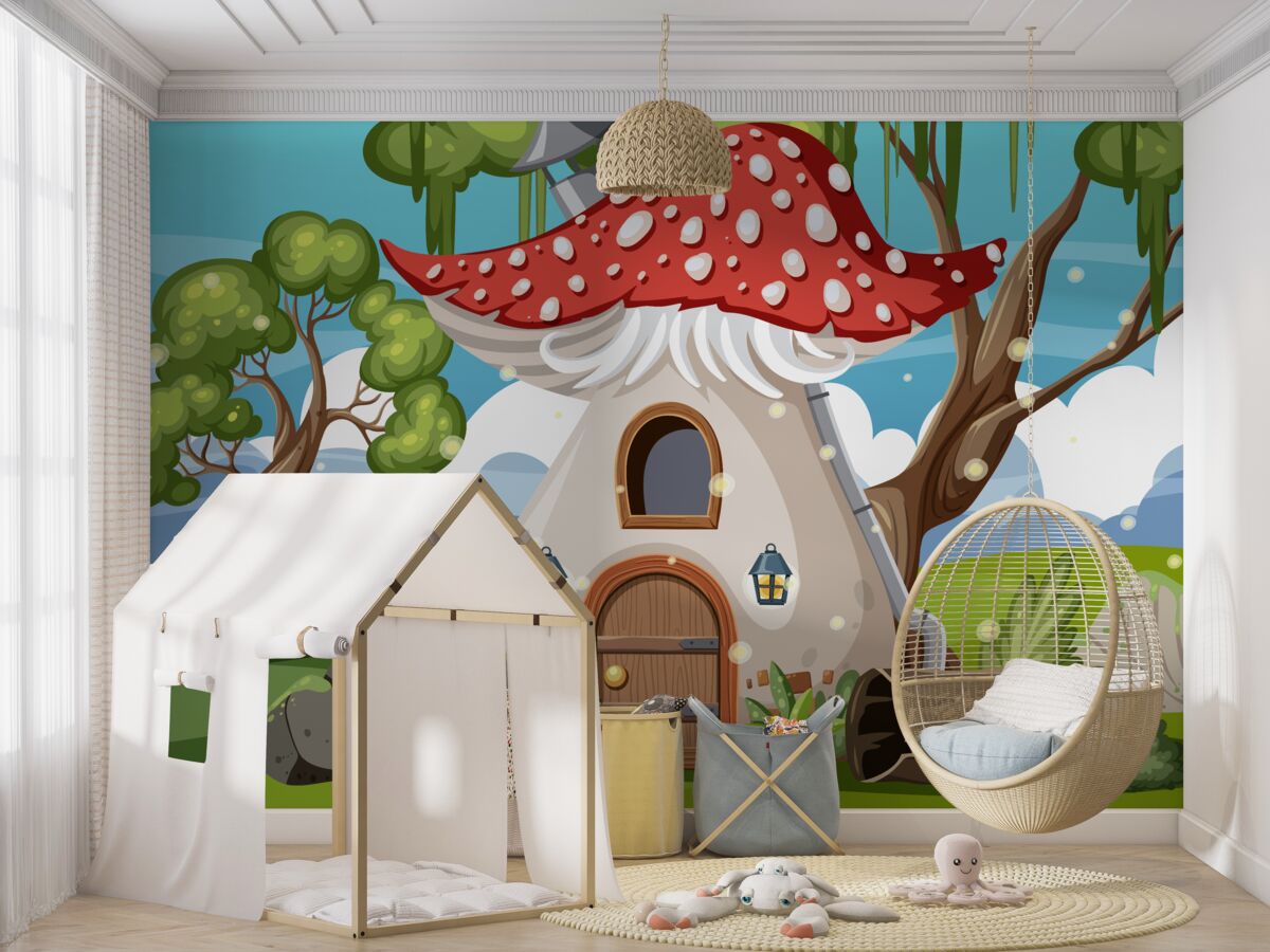 Fototapeta Bajkowy domek grzybowy w lesie