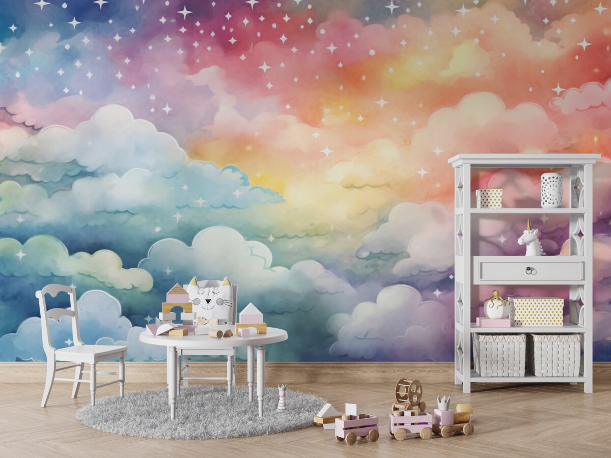 Fototapeta Wielokolorowe chmury na niebie są jasne