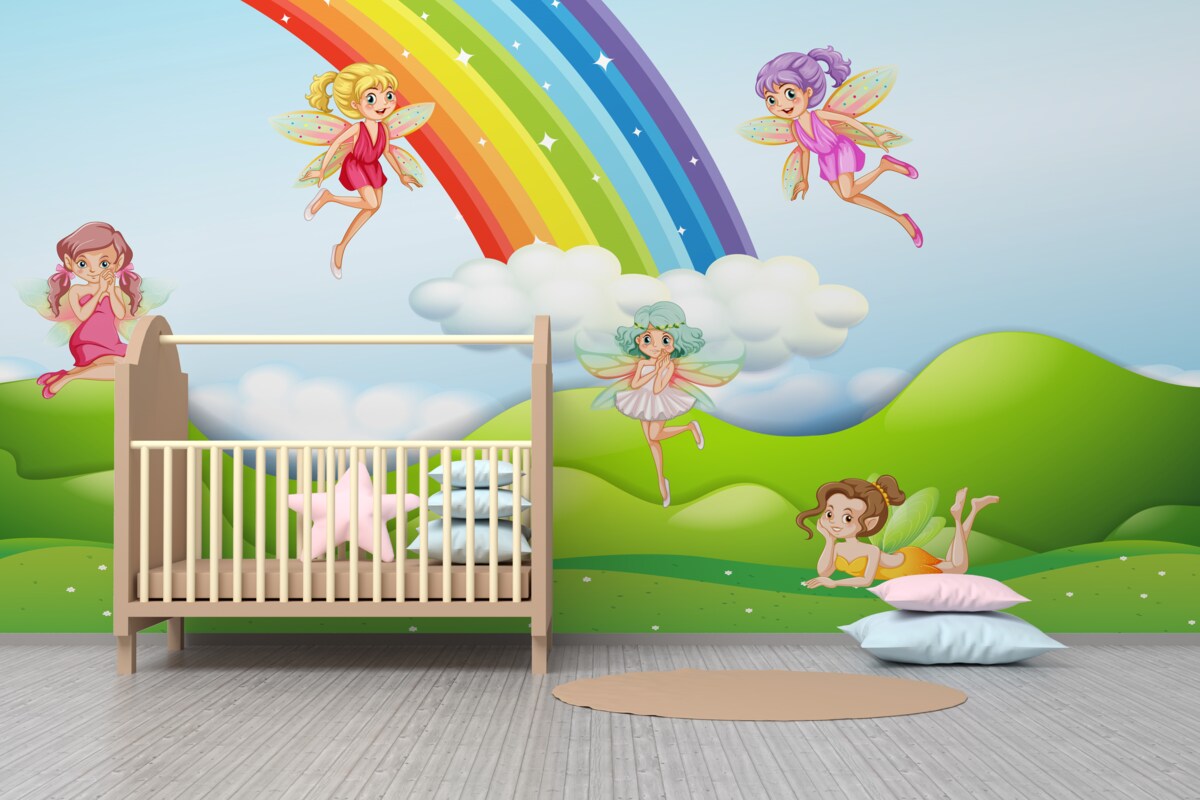 Fototapeta Wróżki cieszą się z tęczy