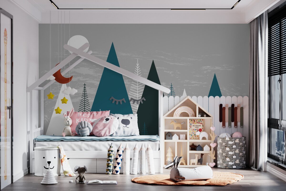 Fototapeta Noc nad zielonym lasem