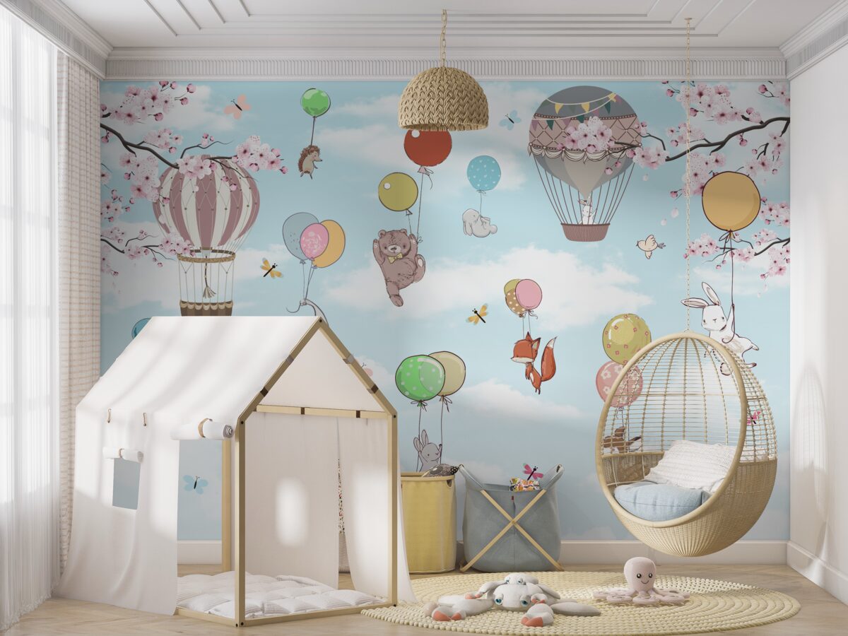 Fototapeta Lot balonem ze zwierzętami