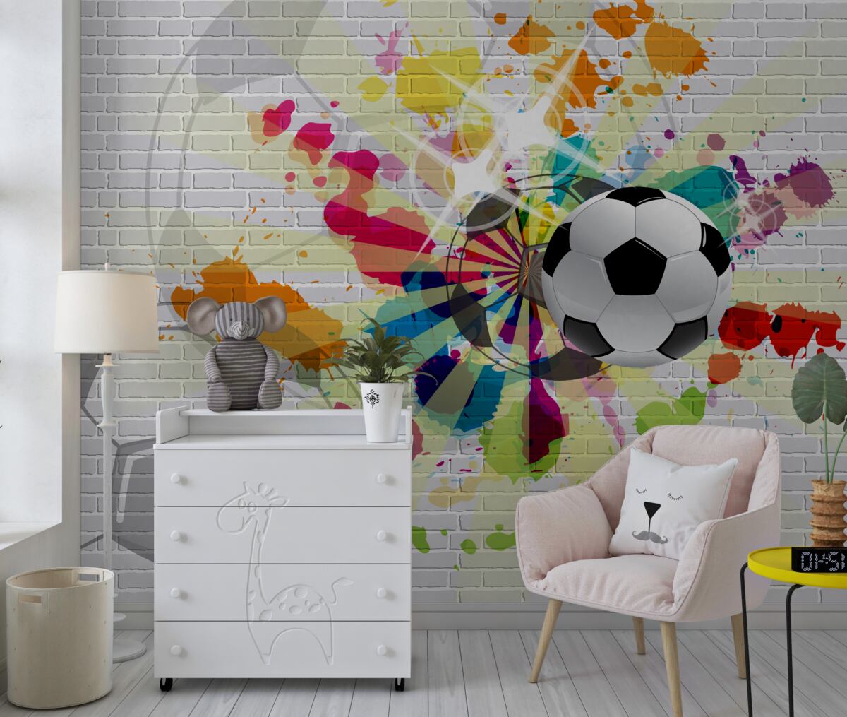 Fototapeta Piłka nożna w farbie na ścianie