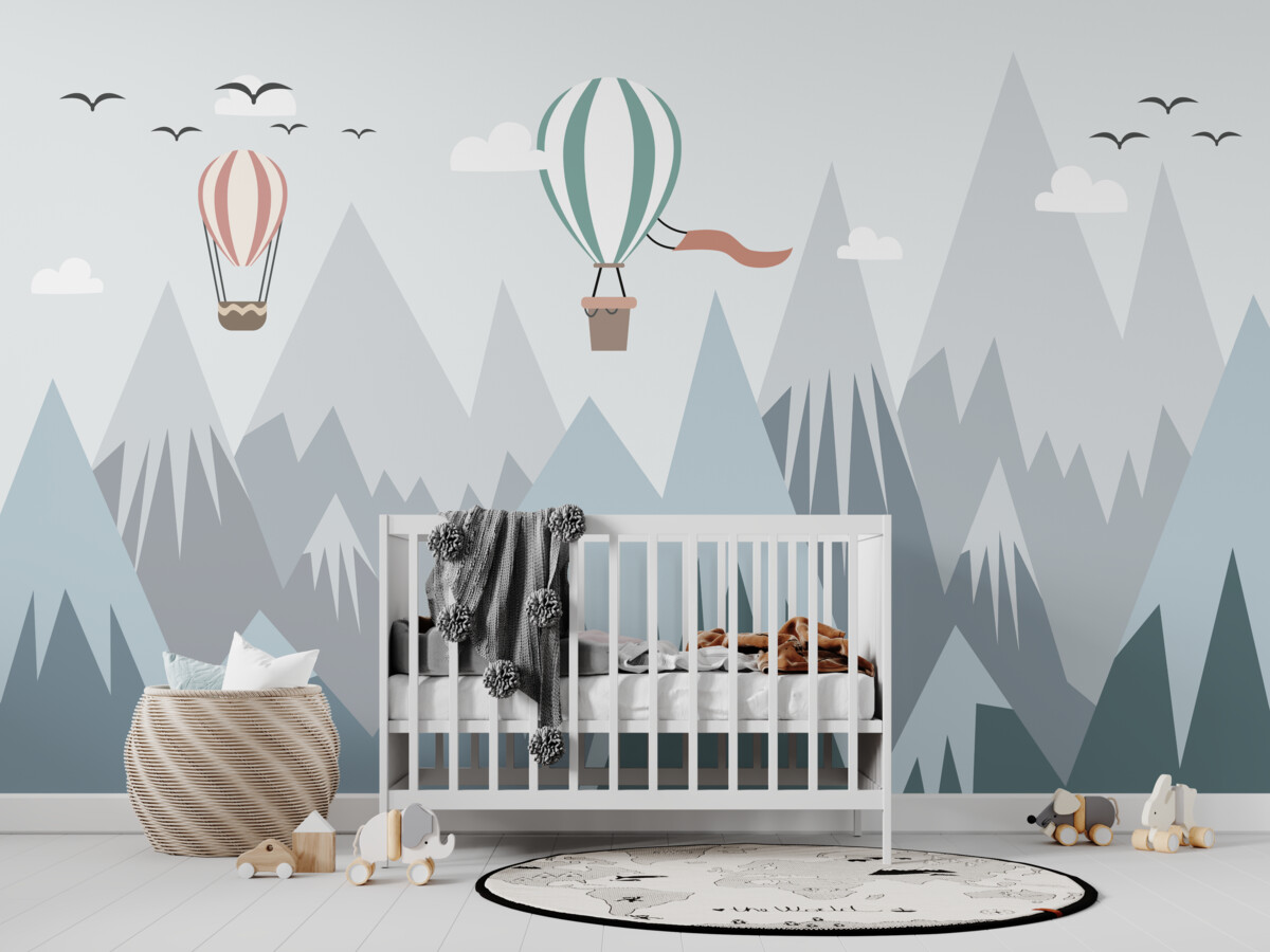 Fototapeta Balony na ogrzane powietrze latają nad górami