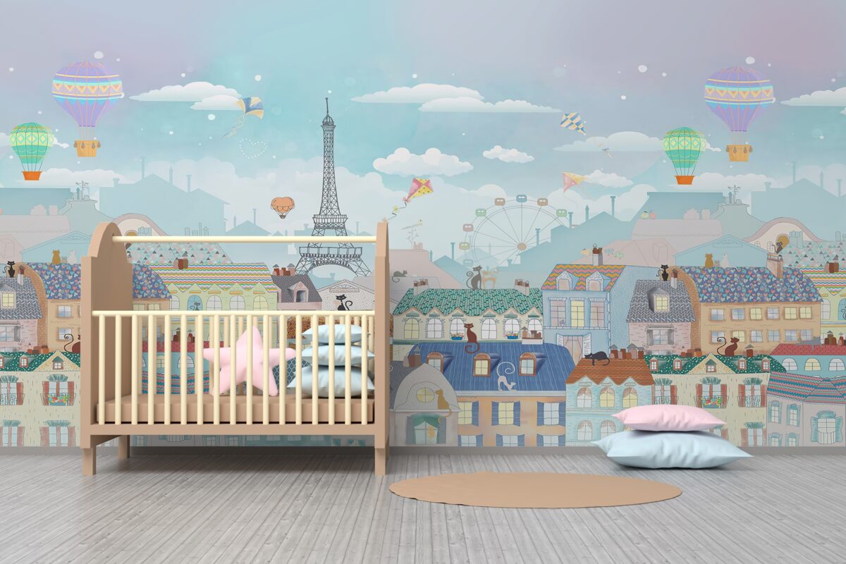 Fototapeta Koty na dachach domów w mieście