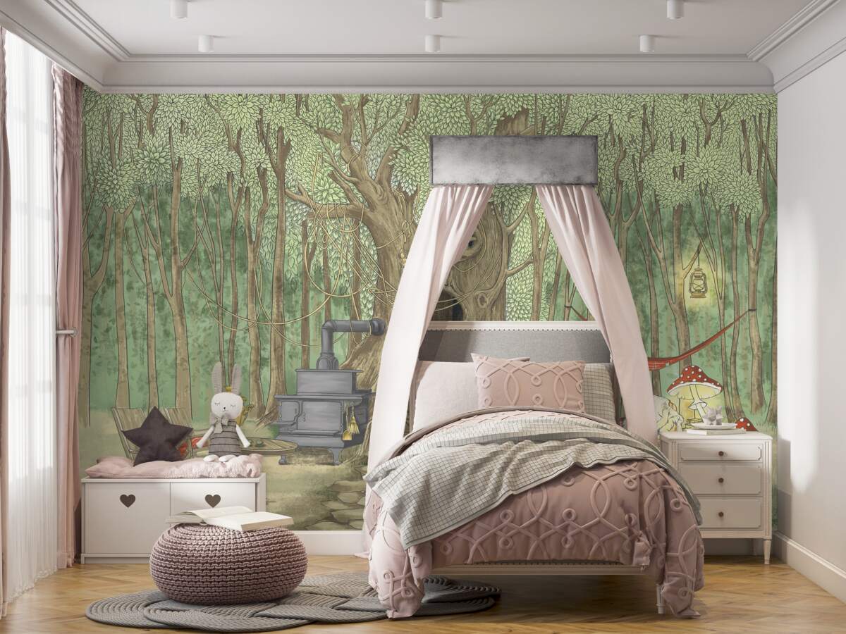 Fototapeta Przytulny domek na drzewie w lesie